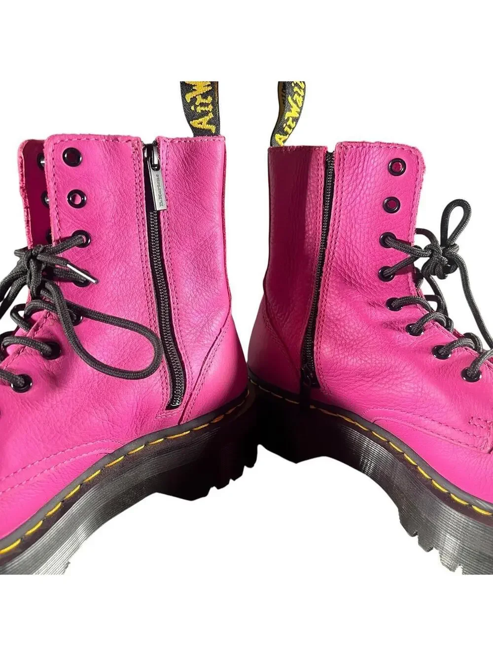 Dr. Martens Hot Pink Leather Jadon Platform Combat Boots